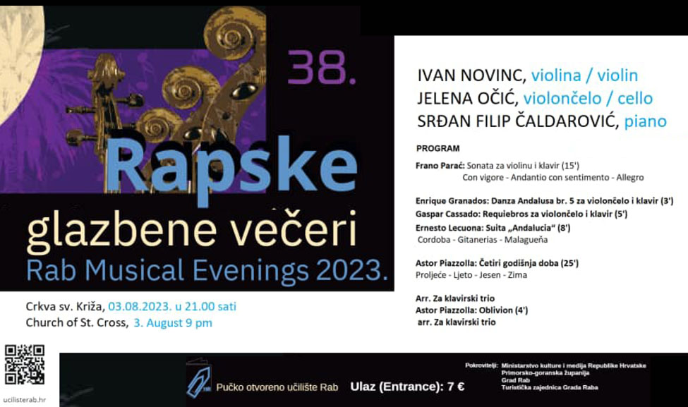RGV | Koncert u crkvi sv. Križa – Ivan Novinc (violina), Jelena Očić (violončelo) i Srđan Filip Čaldarović (glasovir)