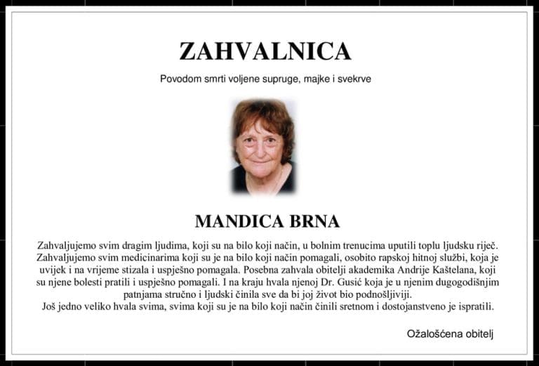 Zahvalnica – MANDICA BRNA