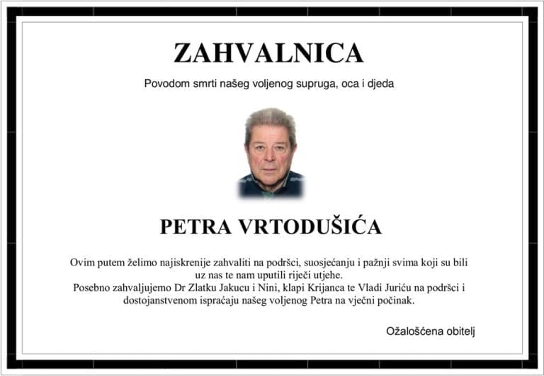 Zahvalnica – PETAR VRTODUŠIĆ