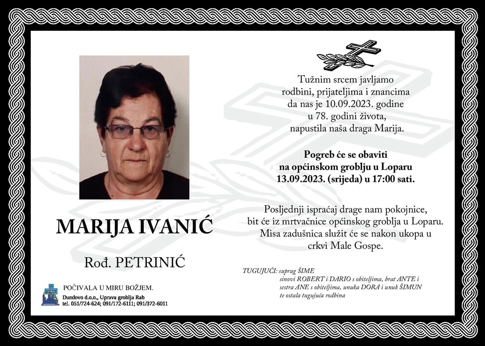 MARIJA IVANIĆ rođ. Petrinić