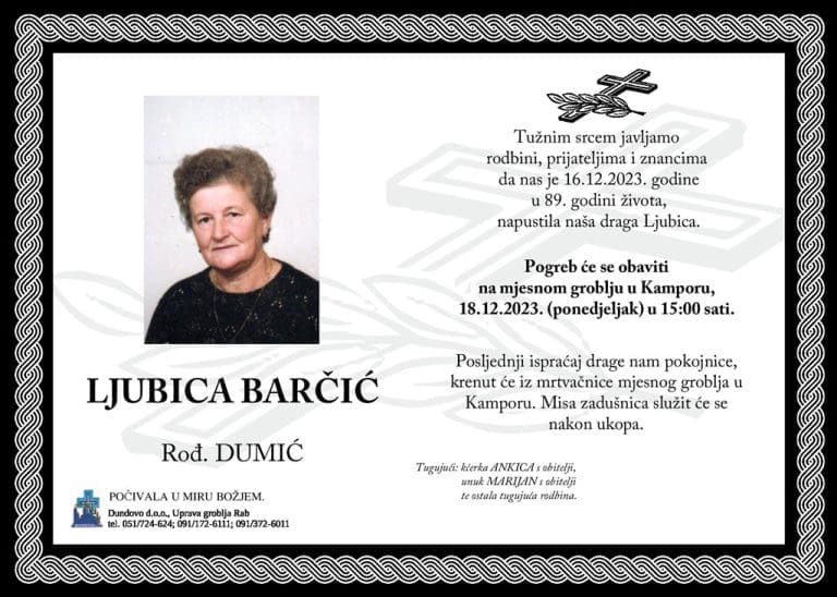 LJUBICA BARČIĆ rođ. Dumić