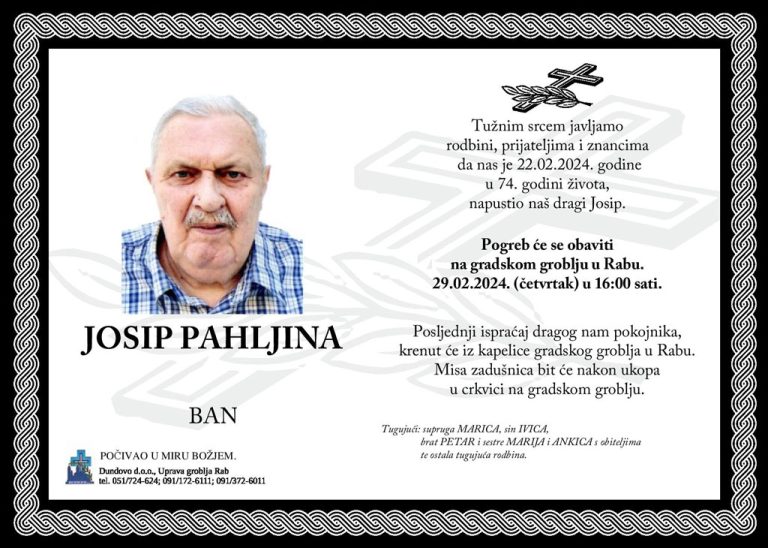 JOSIP PAHLJINA – Ban