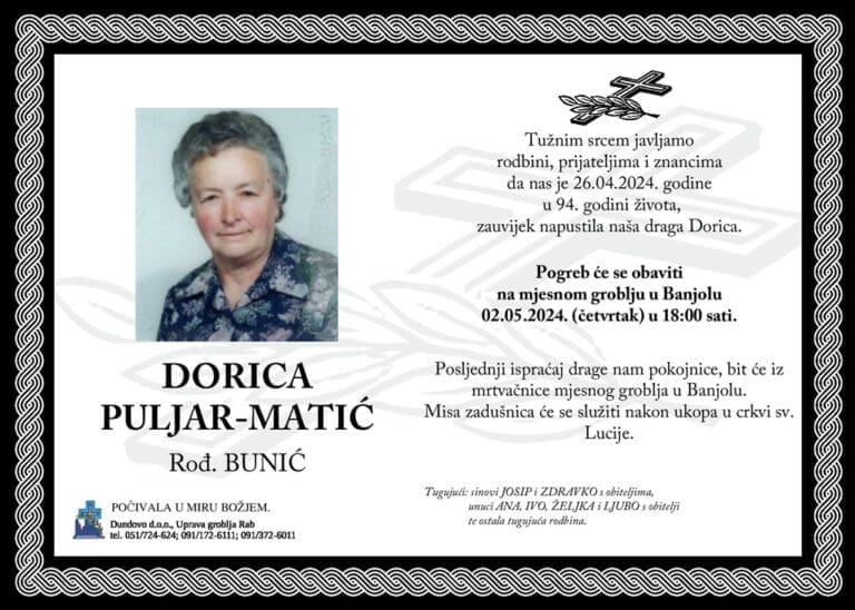 DORICA PULJAR-MATIĆ rođ. Bunić