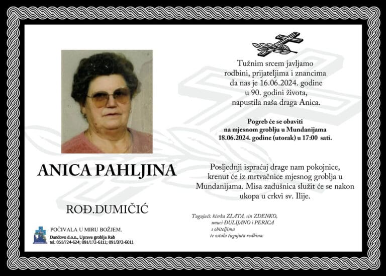 ANICA PAHLJINA rođ. Dumičić