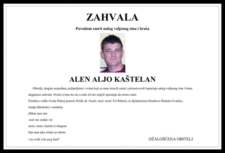 Zahvala – ALEN ALJO KAŠTELAN