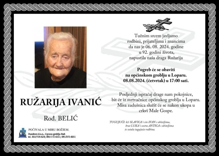 RUŽARIJA IVANIĆ rođ. Belić