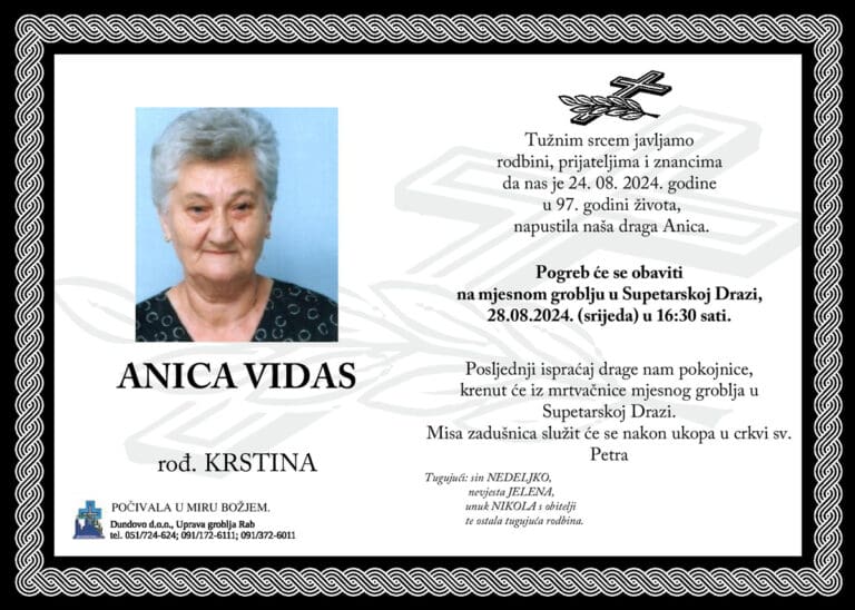 ANICA VIDAS rođ. Krstina
