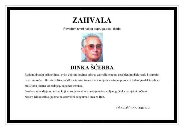 Zahvala – DINKO ŠĆERBE
