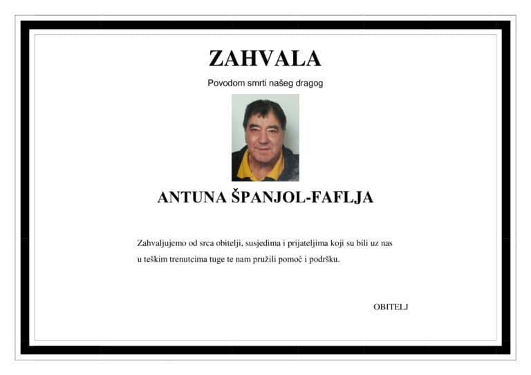 Zahvala – ANTUN ŠPANJOL – FAFLJA
