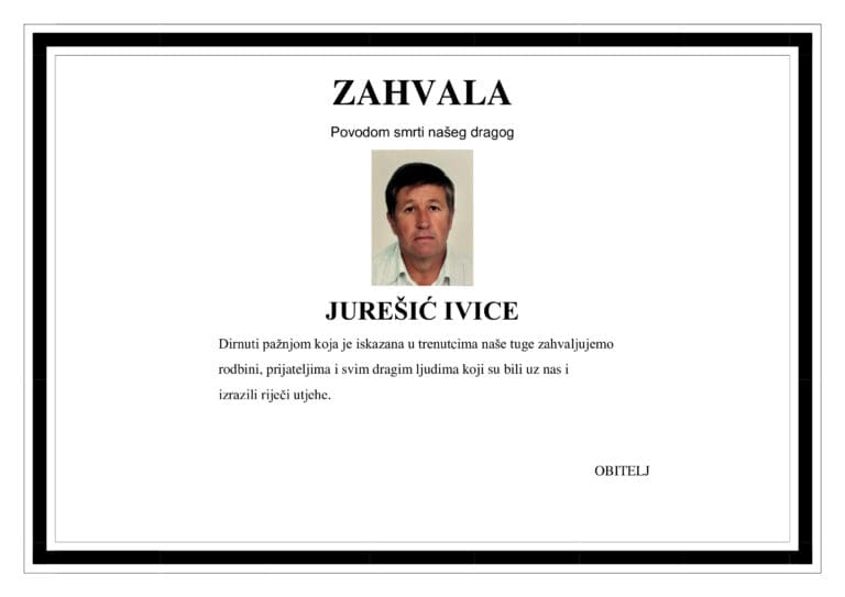 Zahvala – IVICA JUREŠIĆ