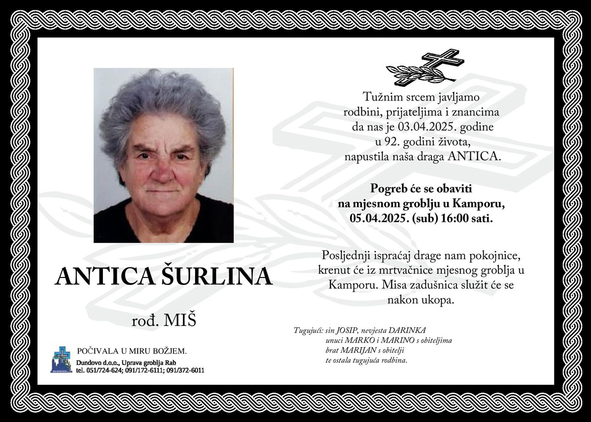 ANTICA ŠURLINA rođ. Miš ANTICA ŠURLINA rođ. Miš