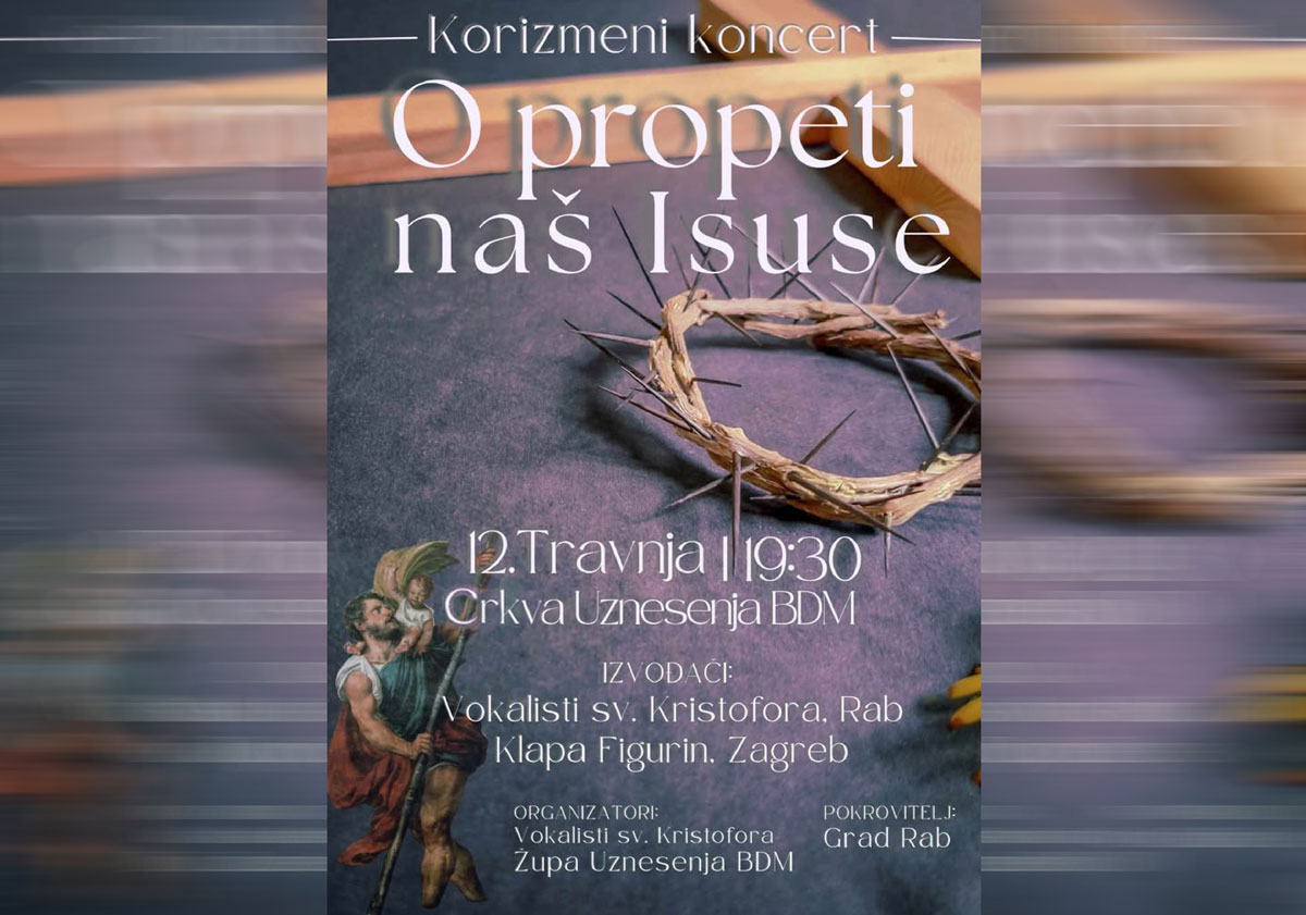 Dođite na subotnji korizmeni koncert Vokalista sv. Kristofora u rapsku katedralu