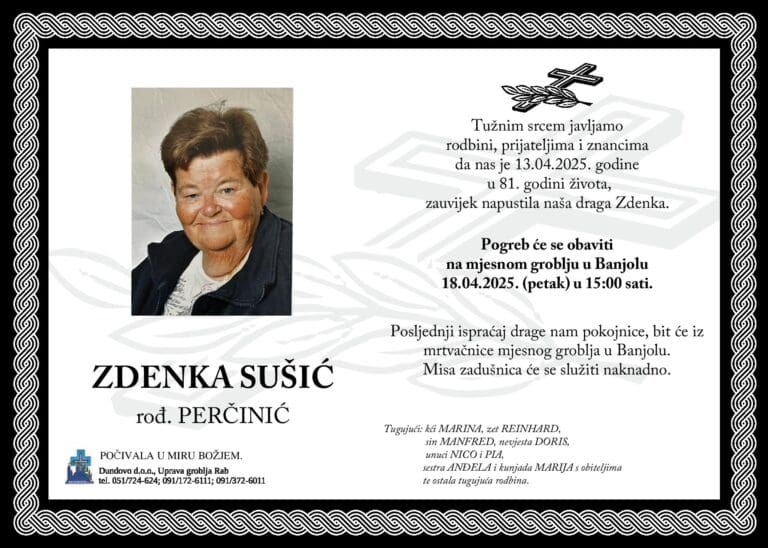 ZDENKA SUŠIĆ rođ. Perčinić