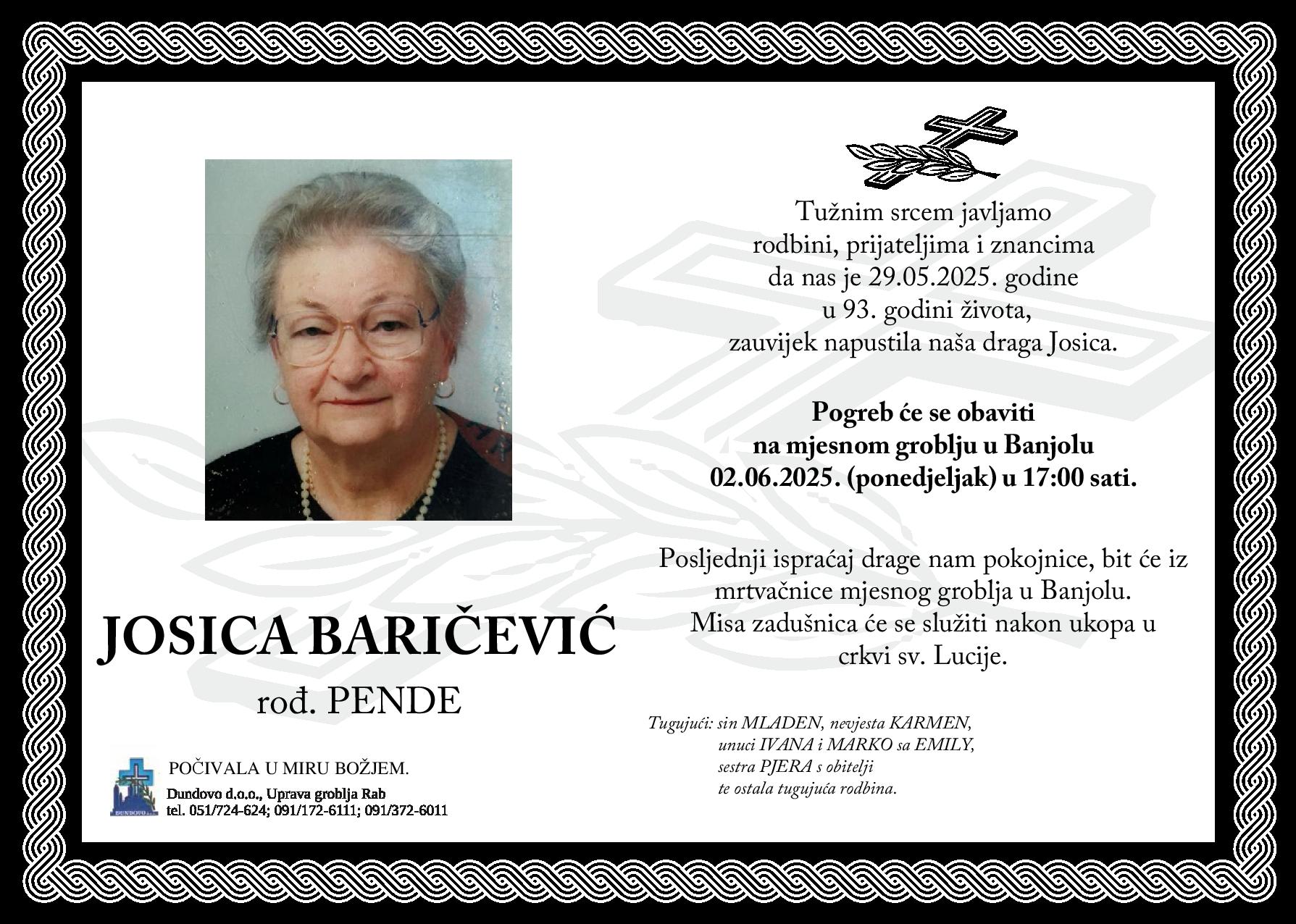 JOSICA BARIČEVIĆ rođ. Pende JOSICA BARIČEVIĆ rođ. Pende