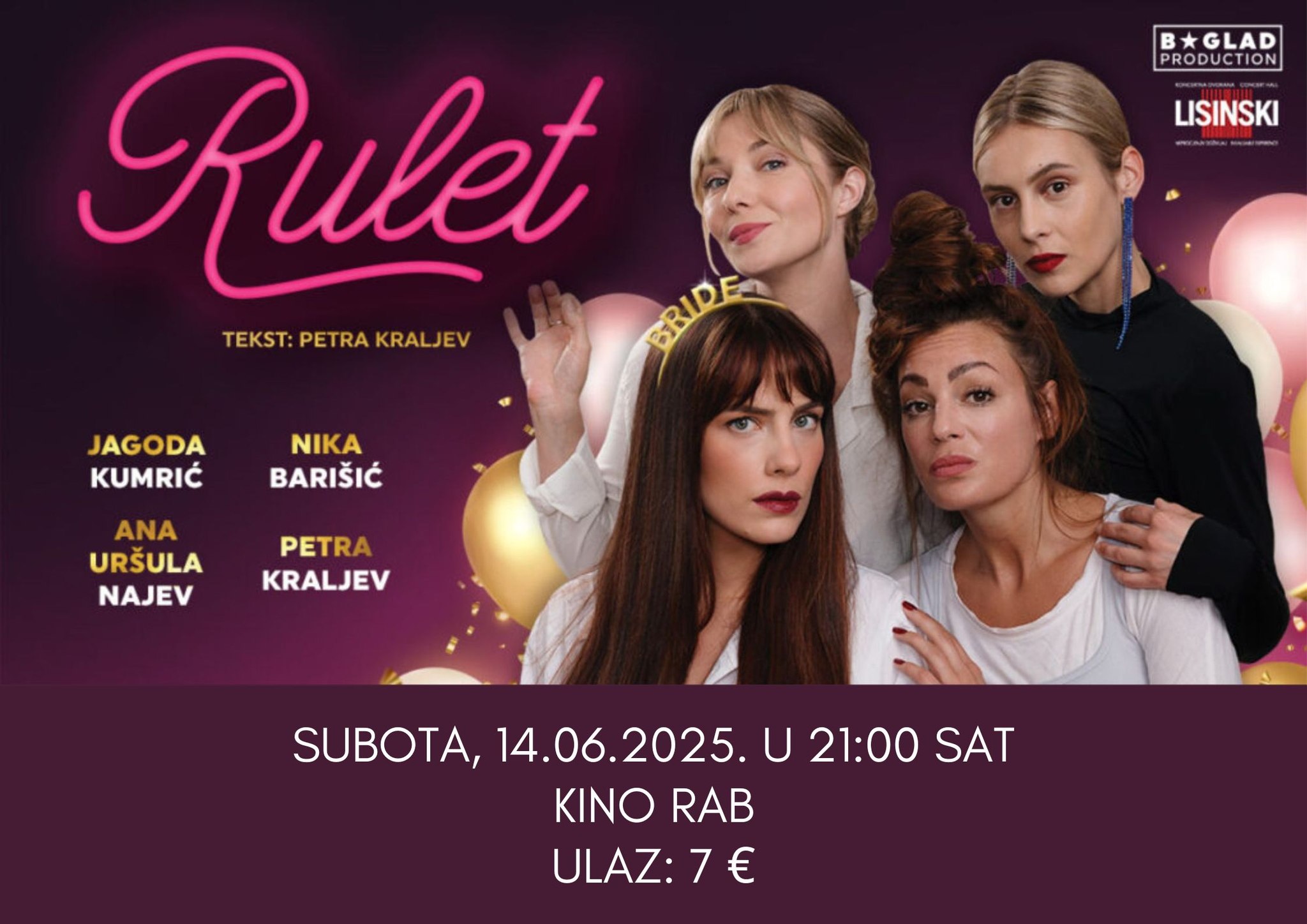 U Kino Rab 14. lipnja dolazi predstava ,,Rulet”