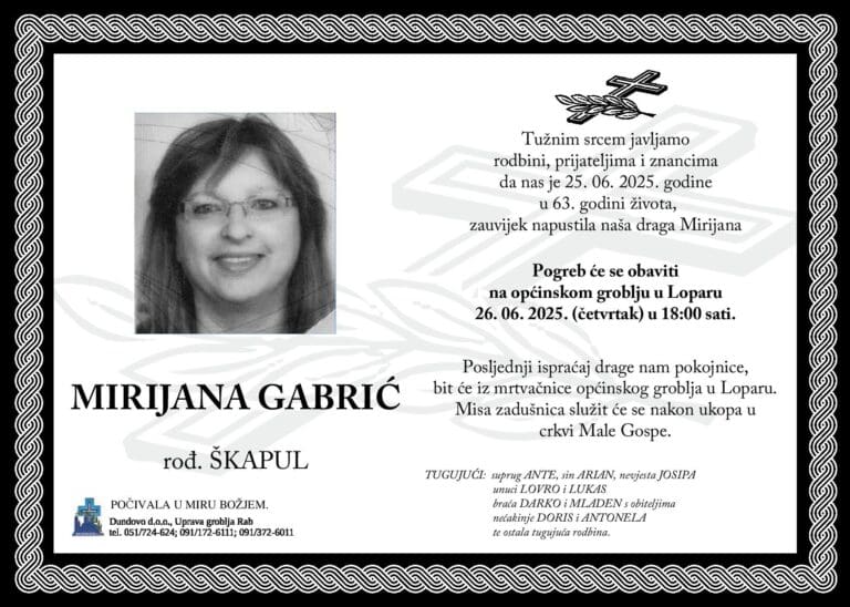 MIRIJANA GABRIĆ rođ. Škapul