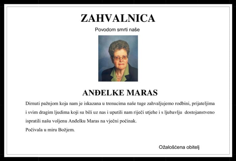 Zahvala – ANĐELKA MARAS