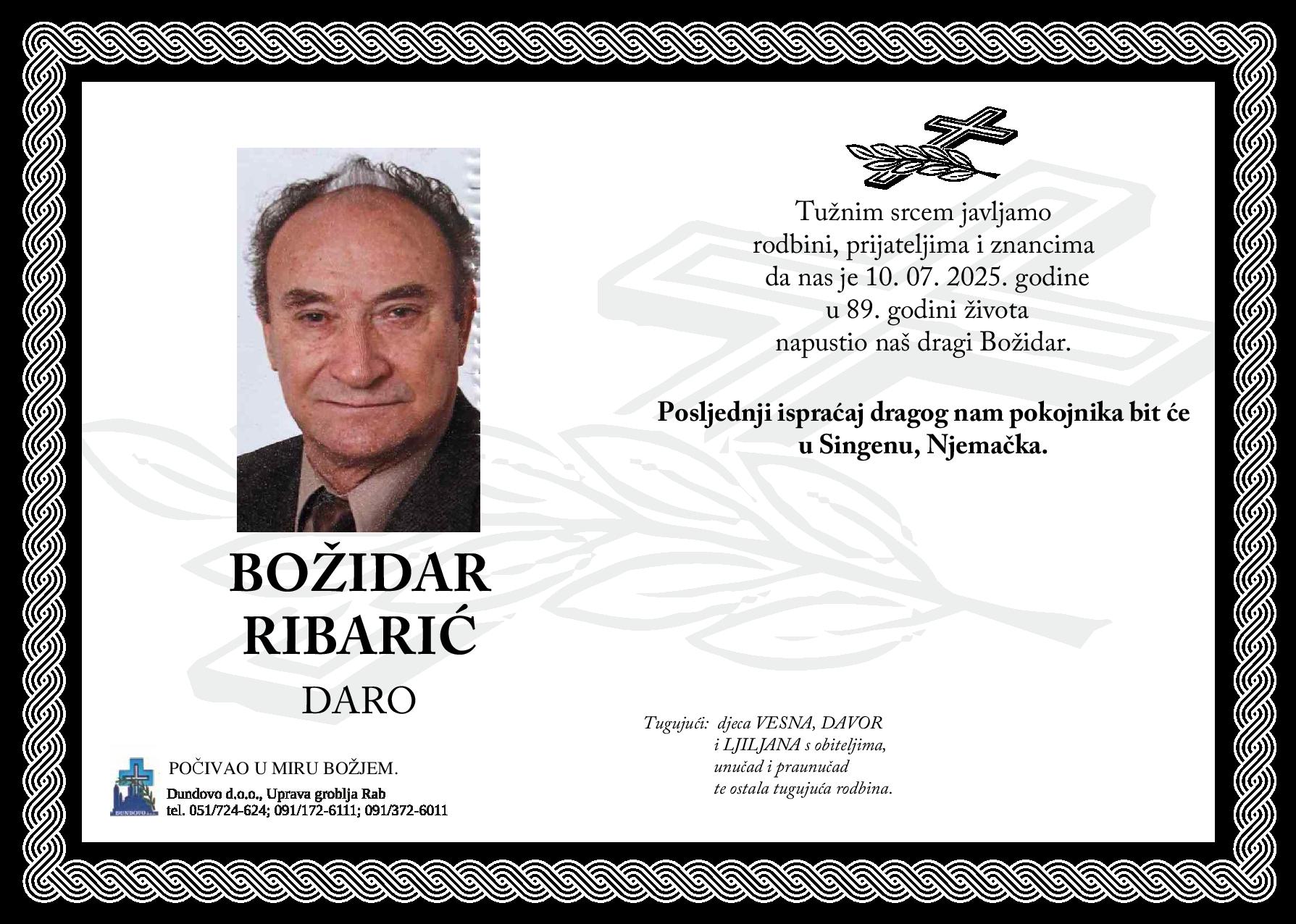 BOŽIDAR RIBARIĆ – Daro BOŽIDAR RIBARIĆ – Daro