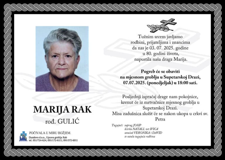 MARIJA RAK rođ. Gulić