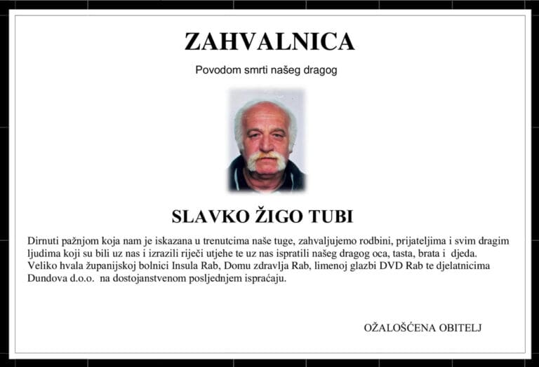 Zahvala – SLAVKO ŽIGO – Tubi
