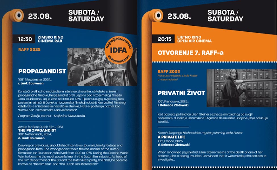 Prelistajte programsku brošuru RAFF-a 2025 i pogledajte raspored filmova