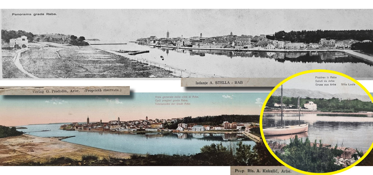 Panoramske foto-razglednice grada i rapske luke iz drugog desetljeća 20. stoljeća