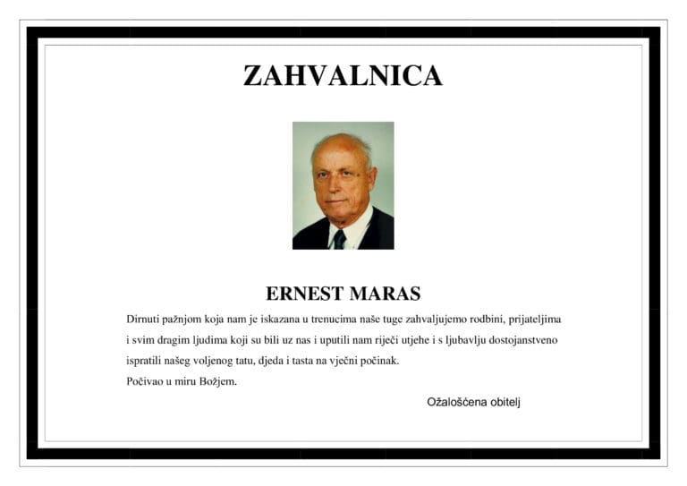 Zahvalnica – ERNEST MARAS