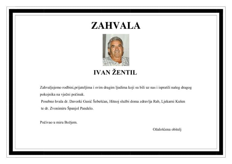 Zahvala – IVAN ŽENTIL