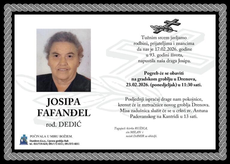 JOSIPA FAFANĐEL rođ. DEDIĆ