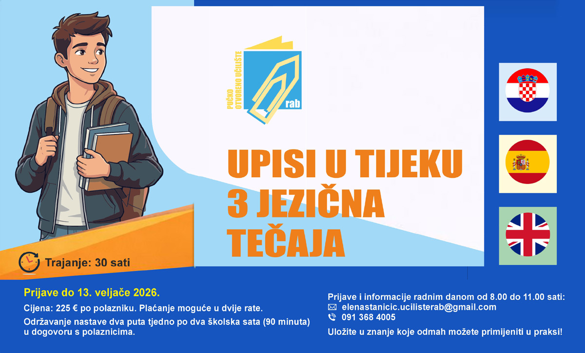 Upisi u tijeku – 3 JEZIČNA TEČAJA