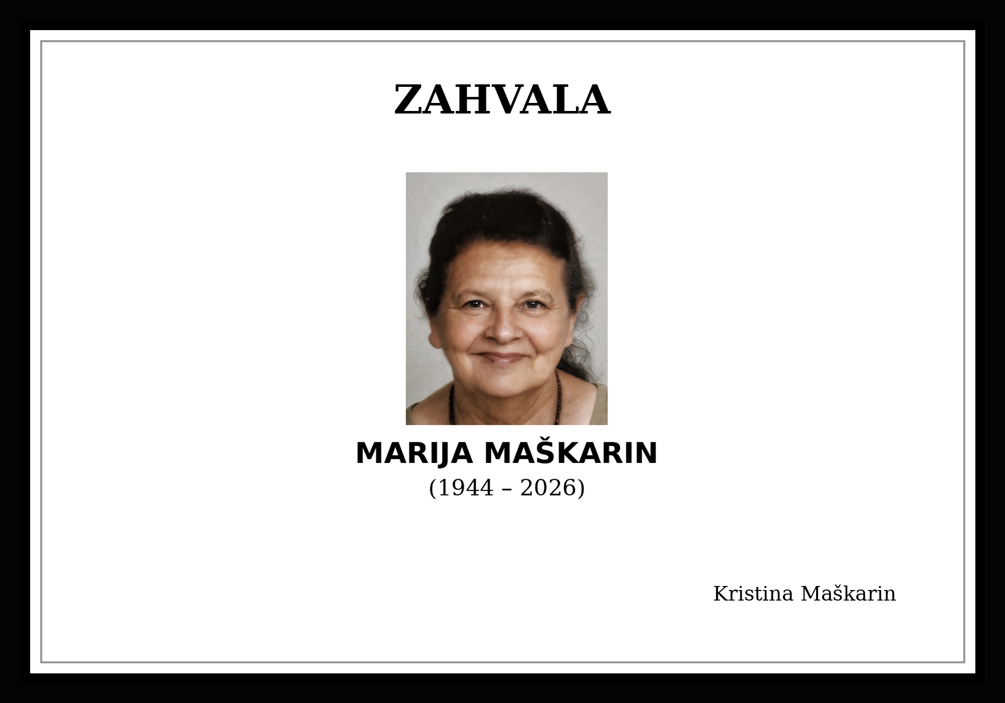Obiteljska zahvala – Marija Maškarin (1944. – 2026.)