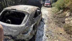 Požar uništio auto talijanskih registracija u Loparu. Vatrogasci spriječili širenje požara na okolnu vegetaciju