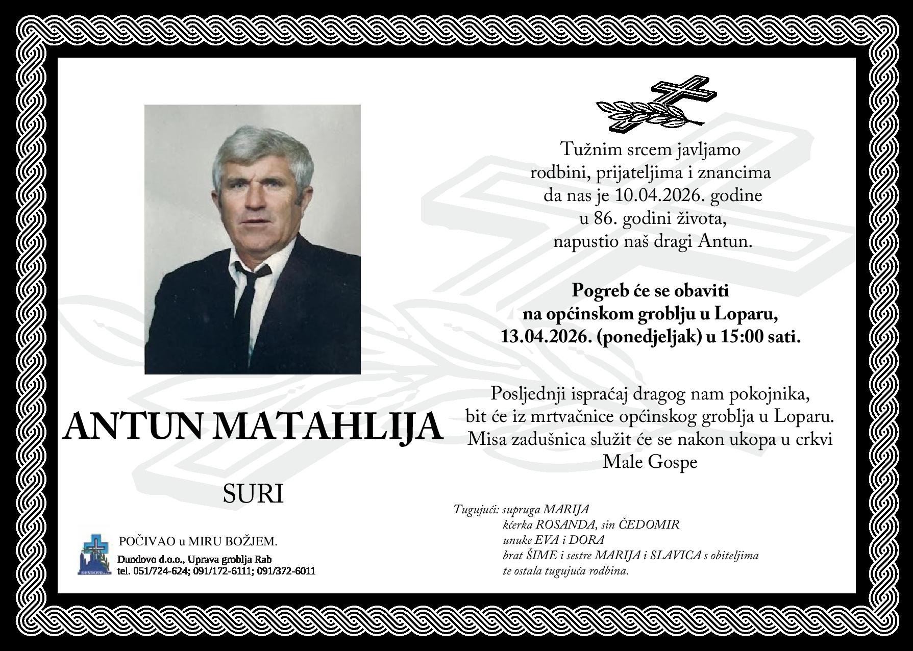ANTUN MATAHLIJA – Suri