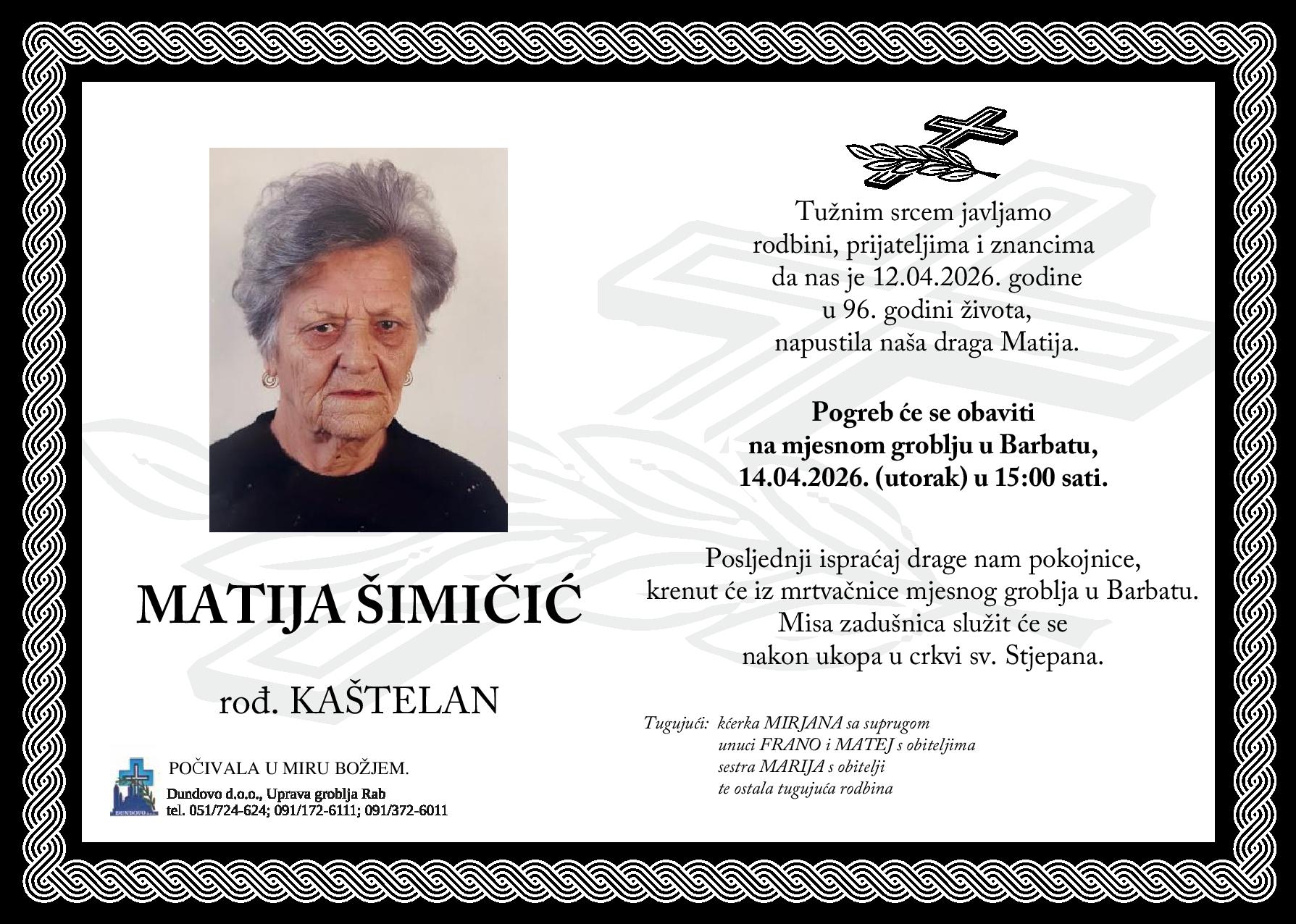 MATIJA ŠIMIČIĆ rođ. Kaštelan