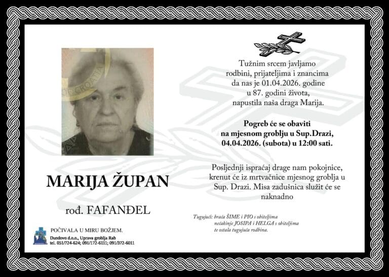 MARIJA ŽUPAN rođ. Fafanđer