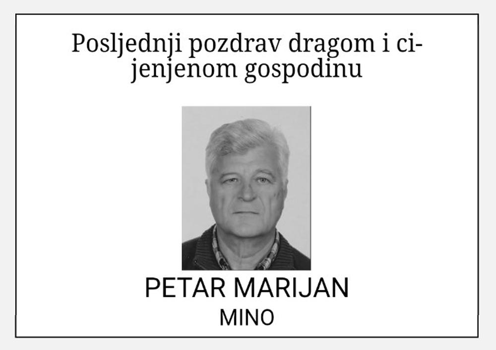 Posljednji pozdrav – PETAR MARIJAN – Mino