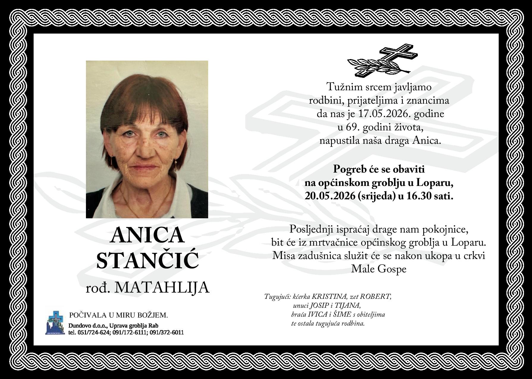 ANICA STANČIĆ rođ. Matahlija