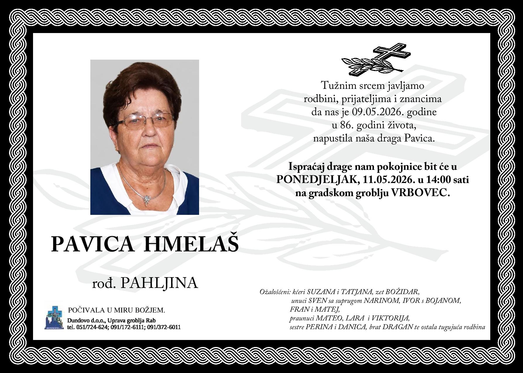 PAVICA HMELAŠ rođ. Pahljina