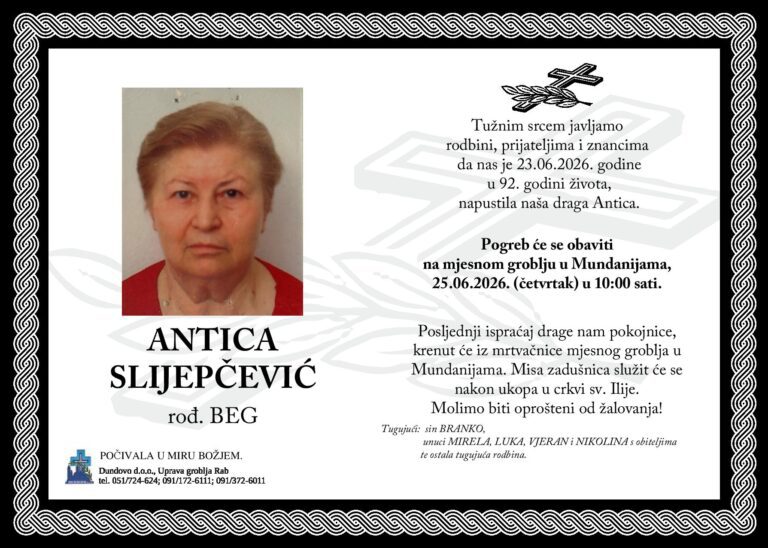 ANTICA SLIJEPČEVIĆ rođ. Beg