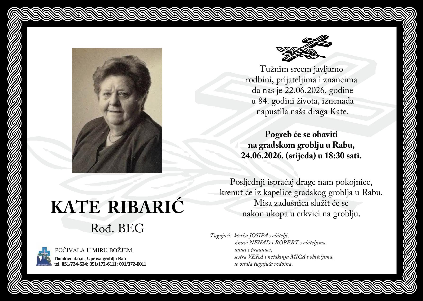 KATE RIBARIĆ rođ. Beg