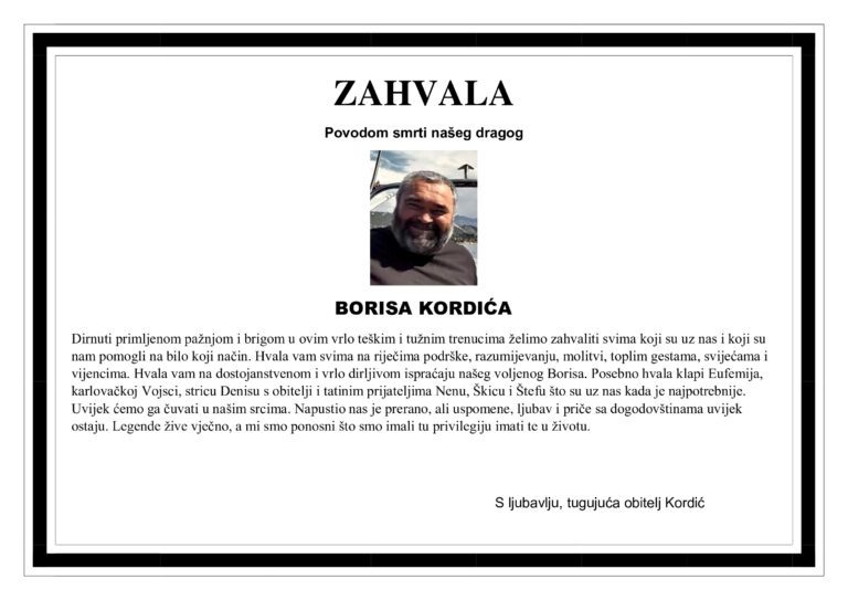 Zahvala – BORIS KORDIĆ