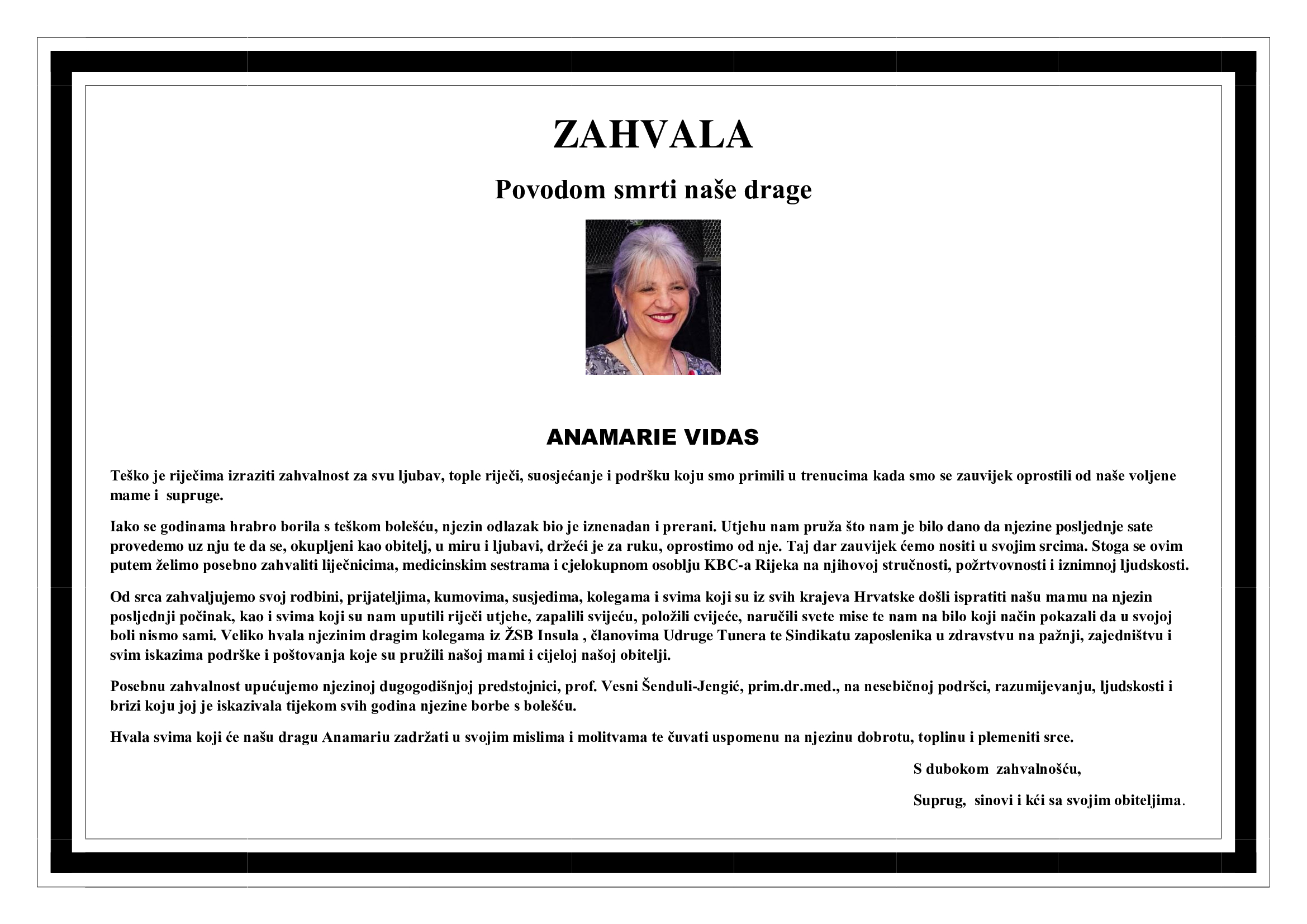 Zahvala – ANAMARIA VIDAS