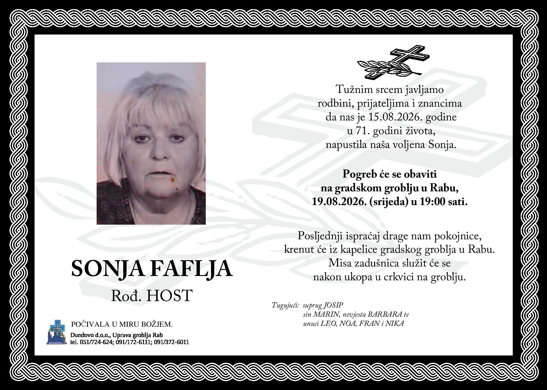 SONJA FAFLJA rođ. HOST