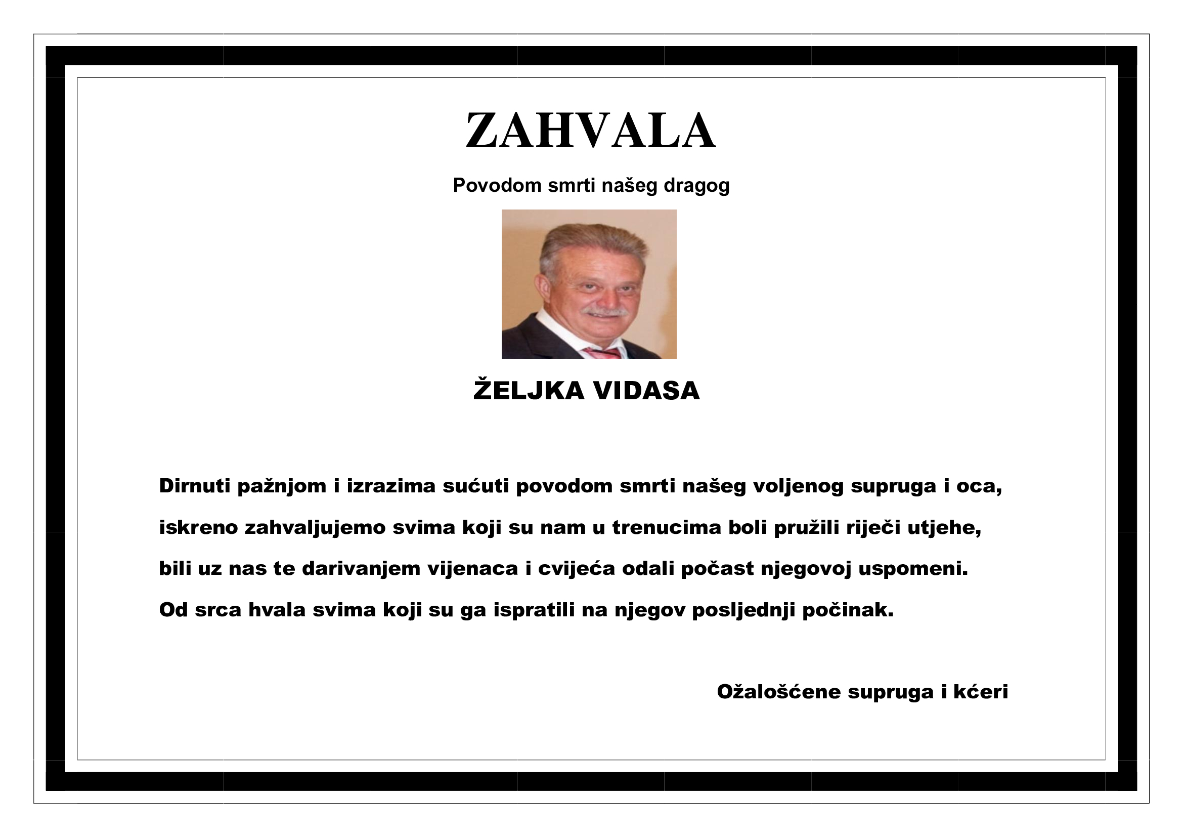 Zahvala – Željko Vidas