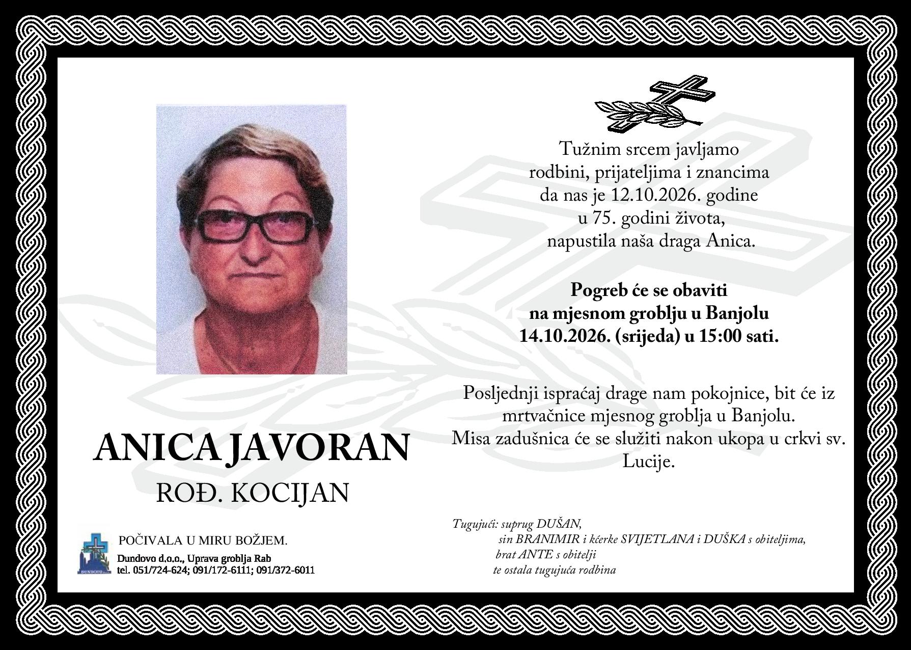 ANICA JAVORAN rođ. Kocijan