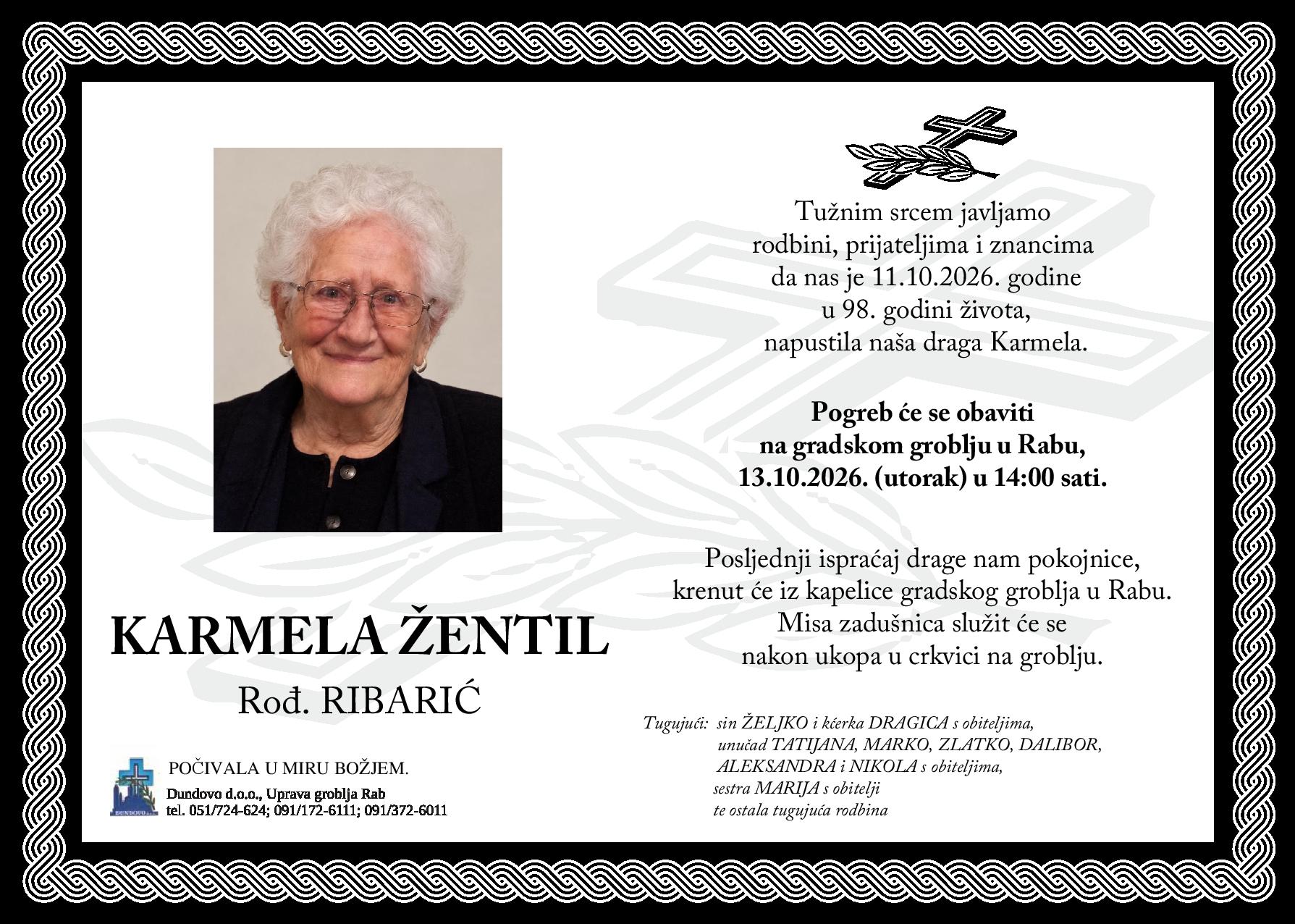 KARMELA ŽENTIL rođ. Ribarić