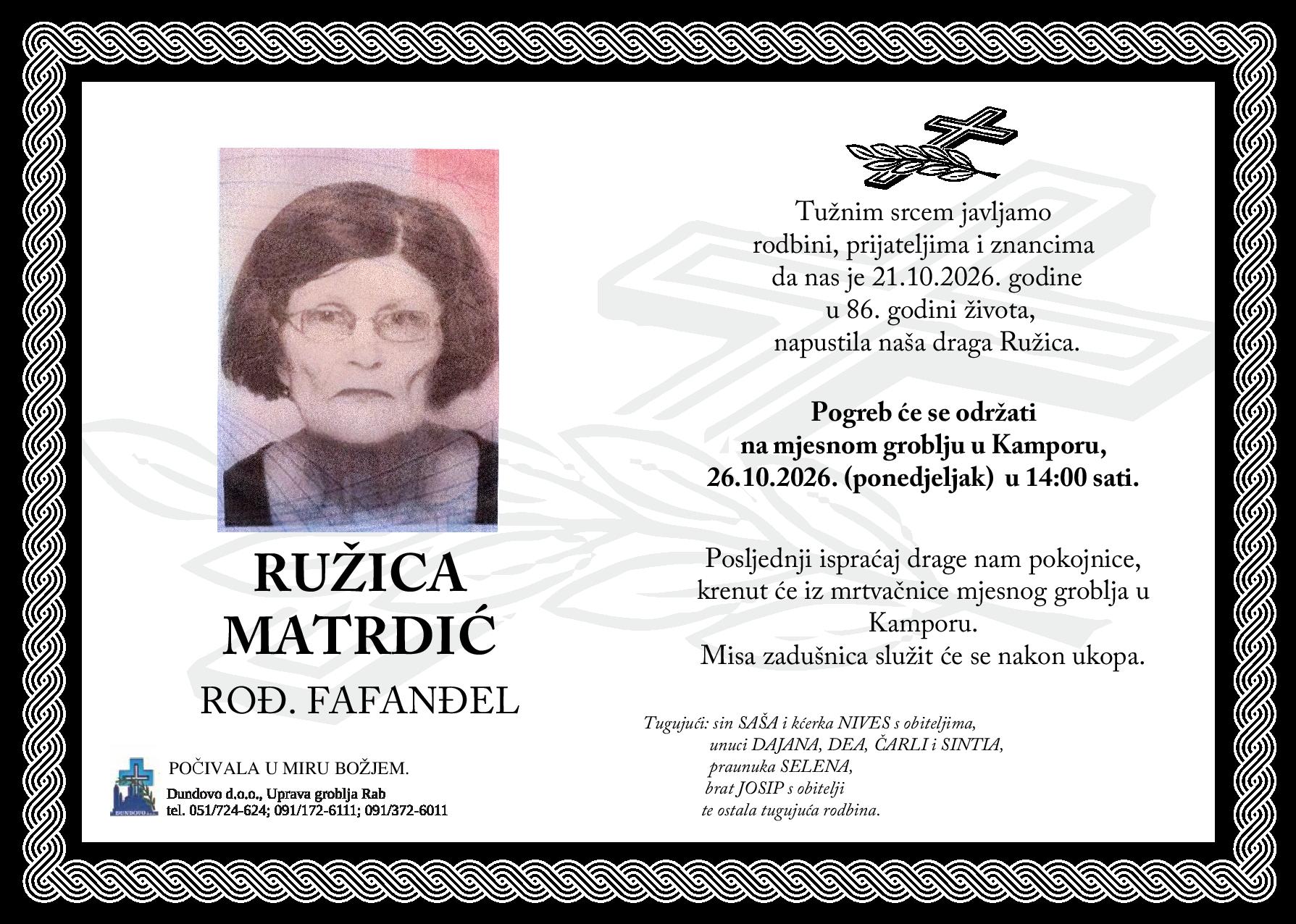 RUŽICA MATRDIĆ rođ. Fafanđel