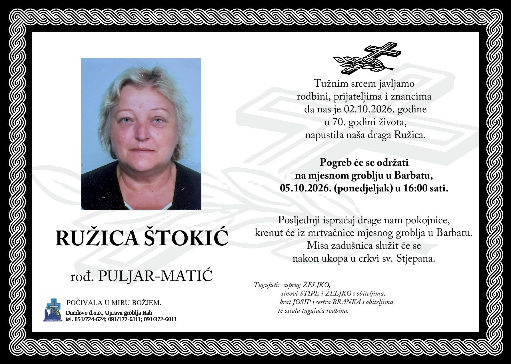 RUŽICA ŠTOKIĆ rođ. Puljar-Matić